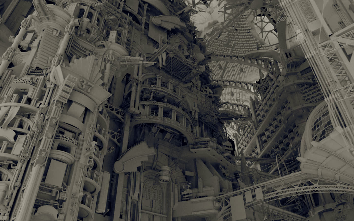 Untextured CG environment build from a Kayhan visual effects shot